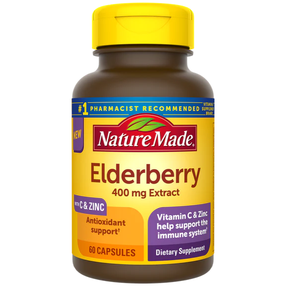 Elderberry Capsules With Vitamin C And Zinc (60ct)